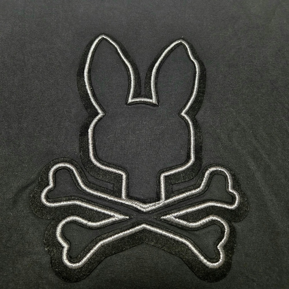 Psycho Bunny T-Shirt Women Size 6 Black Large Logo Pima Cotton Short Sleeve Tee